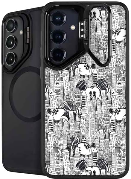 Skinit Kickstand Phone Case Compatible with Galaxy S24 - Officially Licensed Disney Mickey Mouse Cityscape Sketch Design