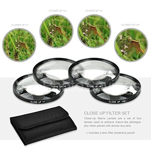 58Mm Close-Up Filter Set (+1, 2, 4 And +10 Diopters) Magnification Kit For Canon Rebel T5, T6, T6I, T7I, T8I, Eos 80D, Eos 90D, Eos 77D, Sl3 Cameras With Canon Ef-S 18-55Mm Is Stm Lens #TOP4