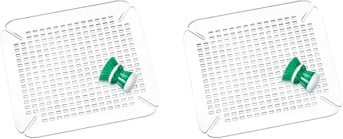 iDesign - Rejilla protectora de fregadero de plástico para cocina, baño, sótano, garaje, The Contour Collection, 13.5 x 16 pulgadas, transparente