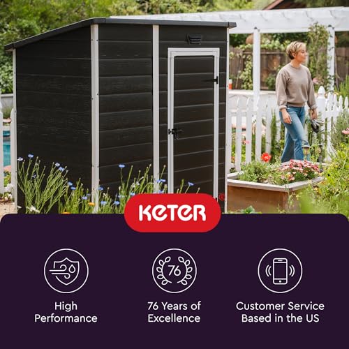 Keter Essential Shed 4x6 Resin Outdoor Storage Shed Ideal Storage for Patio Furniture, Garden Tools Bike Accessories, Beach Chairs and Lawn Mower, Black and White by Keter - Image 8