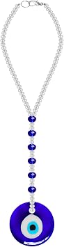 Evil Eye Car Hanging Ornament,Evil Eye Car Charms Accessories for Women and Men, Crystal Hanging Ornament for Rear View Mirror Round Shape