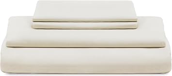 Organic Cotton King Sheets Set - 100% GOTS Certified Organic Cotton, 400 Thread Count, Chemical-Free, Cooling, Deep Pocket, Soft Sateen Weave, Hypoallergenic, All-Season and Breathable King - Ivory