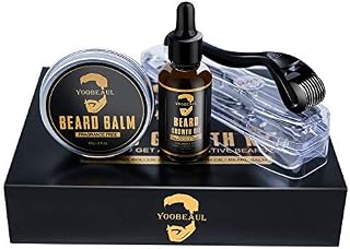 Beard Growth Kit, Beard Derma Roller+ Beard Growth Serum Oil+ Beard Balm, Facial