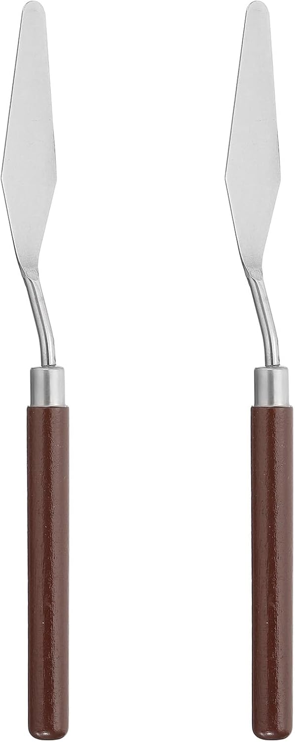 PATIKIL Art Spatula, 2 Pcs No.4 20mm Stainless Steel Flexible Palette Knife Painting Knife Painting Spatula Oil Painting Mixing Scraper with Wood Handle for Canvas Acrylic Painting, Red