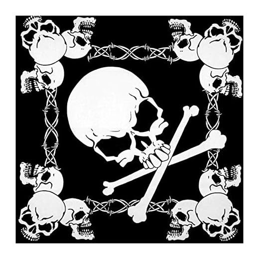 TIGERROSA bandana 60 x 60 cm unisex flaming Skull bandanas bomull motorcykel print halsbindning biker näsduk dans huvudlinda (2-pack) stely J.