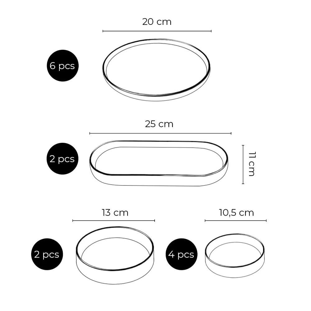 14-częściowy zestaw śniadaniowy dla 6 osób – seria Stackable Blue Ethnic z ceramiki Kütahya – ręcznie wykonany, trwały i można układać w stos – nadaje się do mycia w zmywarce i wysokiej