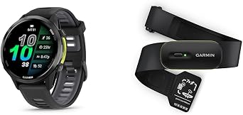 Bundle of Garmin Forerunner 970, Premium GPS Smartwatch, Carbon Gray DLC Titanium with Black Case and Translucent Whitestone Band + Garmin HRM 600 Premium Heart Rate Monitor M-XL