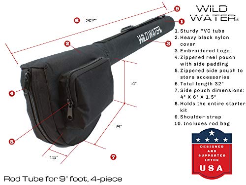 Wild Water Fly Fishing Combo Starter Kit With Cnc Machined Fly Reel, 9 Foot, 4-Piece, 5/6-Weight Graphite Fly Rod With Cork Handle, Accessories, Carrying Case, Fly Box Case & Fishing Flies #TOP5