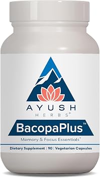 Ayush Herbs BacopaPlus, Bacopa Supplements, Gotu Kola, 90 Servings | Organic Bacopa for Memory & Focus, Cognitive Support Pill for Adults with Ginkgo, Ashwagandha