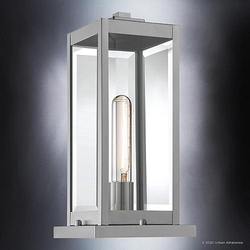 Miniatura 6 de Urban Ambiance Lujo y moderno poste para exteriores, luz de muelle, tamaño mediano 16 pulgadas de alto x 7.5 pulgadas de ancho, con elementos de