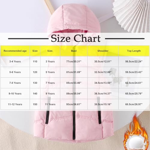 Kids Boys Girls Winter Puffer Vest Sleeveless Padded Hooded Jacket Thick Warm Down Outerwear Waistcoat 3-11Years2