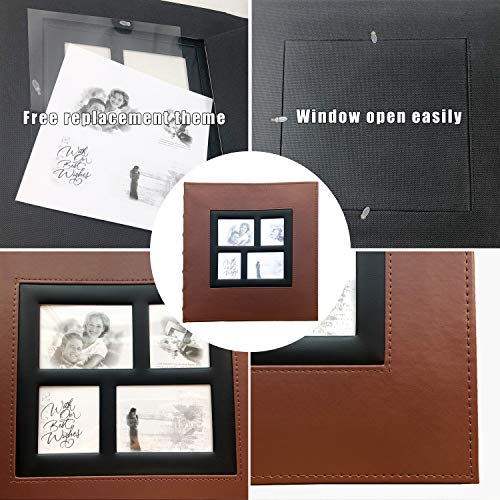 Recutms Self Adhesive Photo Album Scrapbook Album 60 Magnetic Double Sided Pages Leather Hardcover 13.3 X 13.4 (Inches) Large Leather Family Photo Albums With Sticky Page(Brown) #TOP2