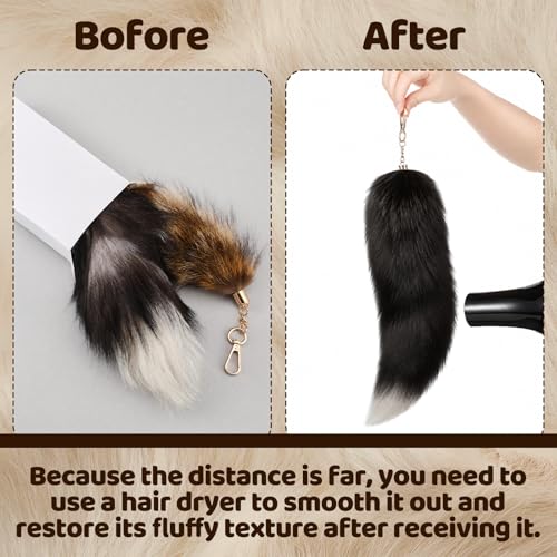Image of Ferreve 2 /4 /6 /8 Pcs Fluffy Therian Tail Keychain Soft Fox Fur Tail Keychain for Women Handbag Cosplay Costume 2 Sizes