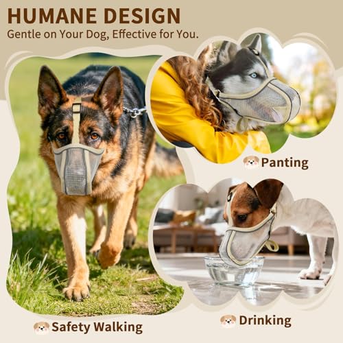 Mayerzon Dog Muzzle Mesh to Prevent Scavenging Biting Chewing | Khaki, M by Mayerzon - Used condition - Image 7