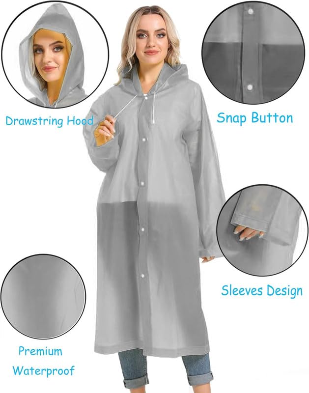Image of OKARA EVA Waterproof Rain Coat Hooded Outdoor Water Resistant Suit Portable Men and Women