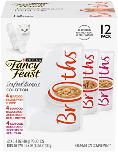 Purina Fancy Feast Limited Ingredient Cat Food Complement Variety Pack, Broths Seafood Bisque Collection