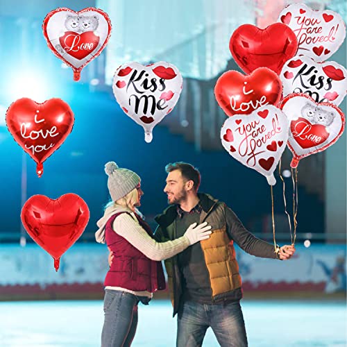 20 Pcs I Love You Balloons Valentines Day Red Heart Balloons 18 Inches Valentines Foil Balloons For Sweetest Day Romantic Decorations Special Night Party Supplies #TOP7