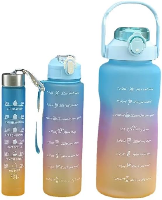 Juego de botellas de agua motivacionales, 3 piezas, capacidad de 68309 onzas, botellas deportivas reutilizables