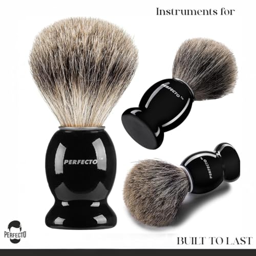 Image of Perfecto Synthetic Bristles Shaving Brush For Men, Engineered for The Best Shave of Your Life. Shave Brush for Wet Shave for Safety Razor - Barbers Accessories, Gift For Him