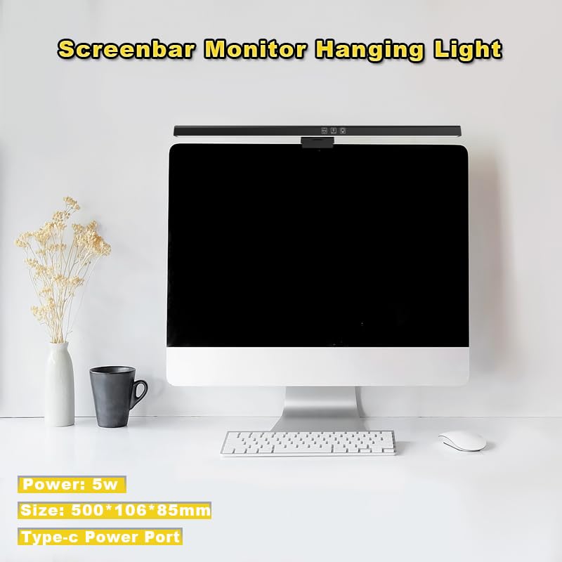 Image of Computer Monitor Light Bar with 60M Auto-Off Timer, Stepless Dimming & 3 Color Modes, Eye-Caring Screen Bar with Asymmetric Optics, CRI>80 USB Powered LED Reading Lamp for Office /Home /Dorm
