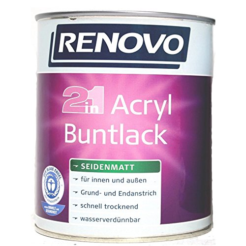 Renovo 2 in 1 Acryl Buntlack, 0,75 Liter 6002 Laubgrün seidenmatt
