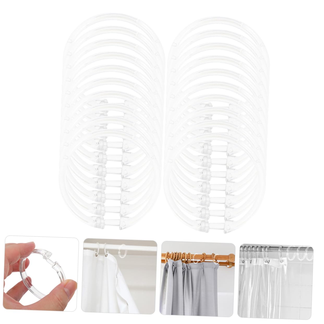 Alipis 5 Set Gancio per da Doccia Nero Inossidabile Anelli per Tende Tu di Grandi Dimensioni Ganci per Tende da Bagno Ganci per Tende in Plastica Acrilico Trasparente 20 Pezzi*5
