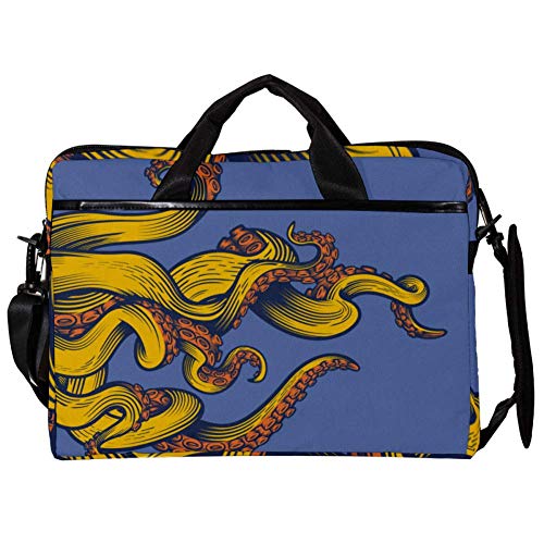 Sacoche ordinateur portable 14 pouces à 15,4 housse bandoulière motif pieuvre jaune