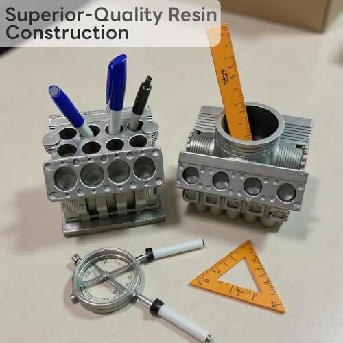 Eagyrosi 1pc V8 Engine Model Car Pen Holder | Automotive Desk Organizer | Distinctive Presents for Car Enthusiasts & Engineers (8-Slot) - Thumbnail 3