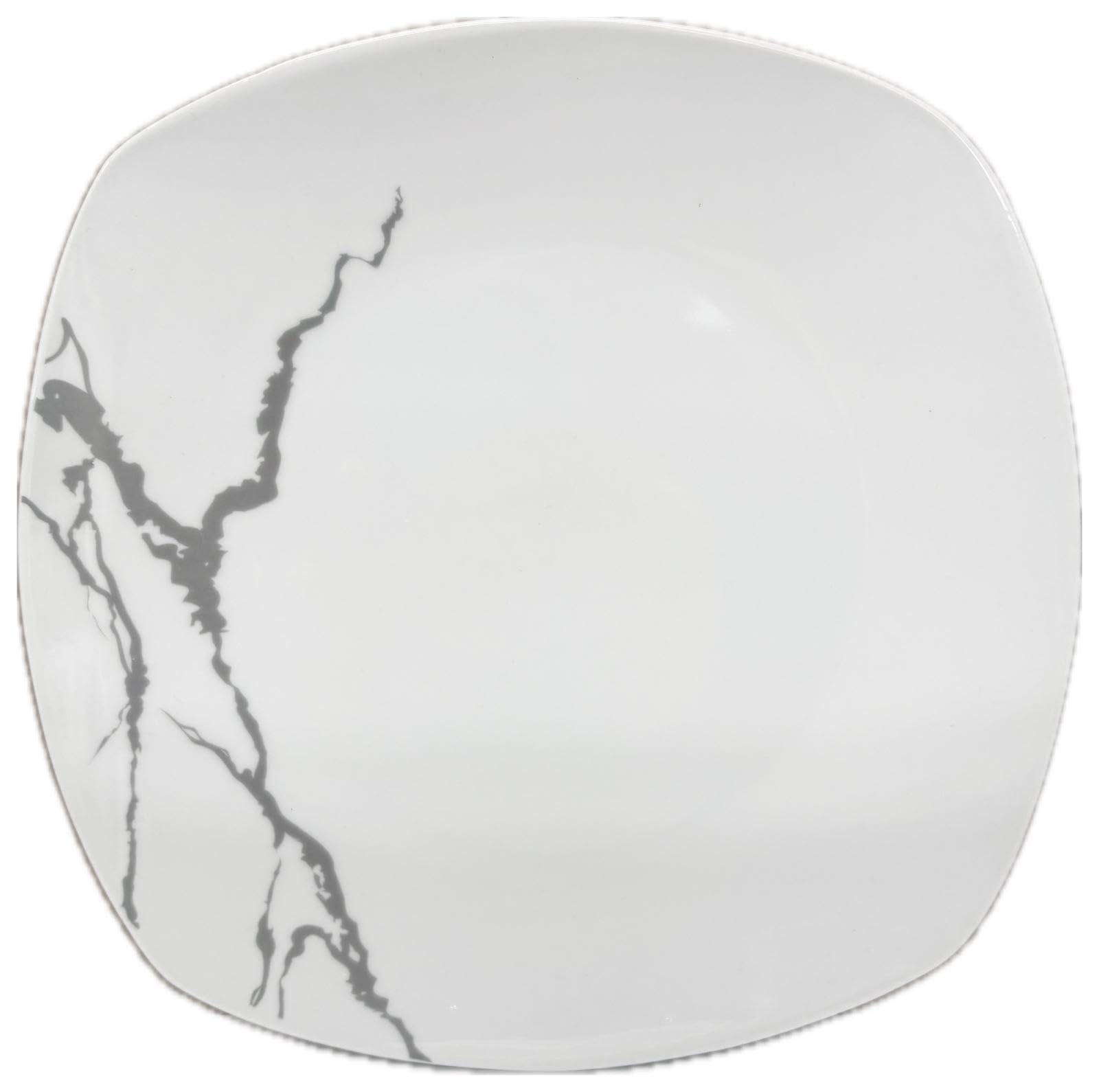 Servizio Piatti 18 Pezzi Per 6 Persone | Resistente Porcellana Bianca e Grigia Design Moderno Marmorizzato Elegante Raffinato | Uso Quotidiano, Occasioni Speciali, Lavabile in Lavastoviglie