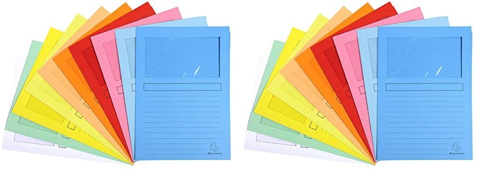 Exacompta - Réf. 50450E - Paquet de 10 chemises à fenêtre sans plastique SUPER 160 g/m² - couleurs pastel - chemises certifiées PEFC™ - dimensions 22 x...