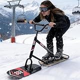 vnmudzeo Innovativer Schneemobil, Aluminiumrahmen & 5-Lagiges Ahorndeck, Professionelles Snowboard-Schlitten Eisige Seen Und Schneebedeckte Berge Black