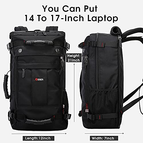 Image of KAKA Travel Backpack,Carry-On Bag Water Resistant Flight Approved Weekender duffle backpack Rucksack Daypack for Men Women, Black (Top Open), 22.4 x 11.8 x 5.9 inches, Travel Backpacks