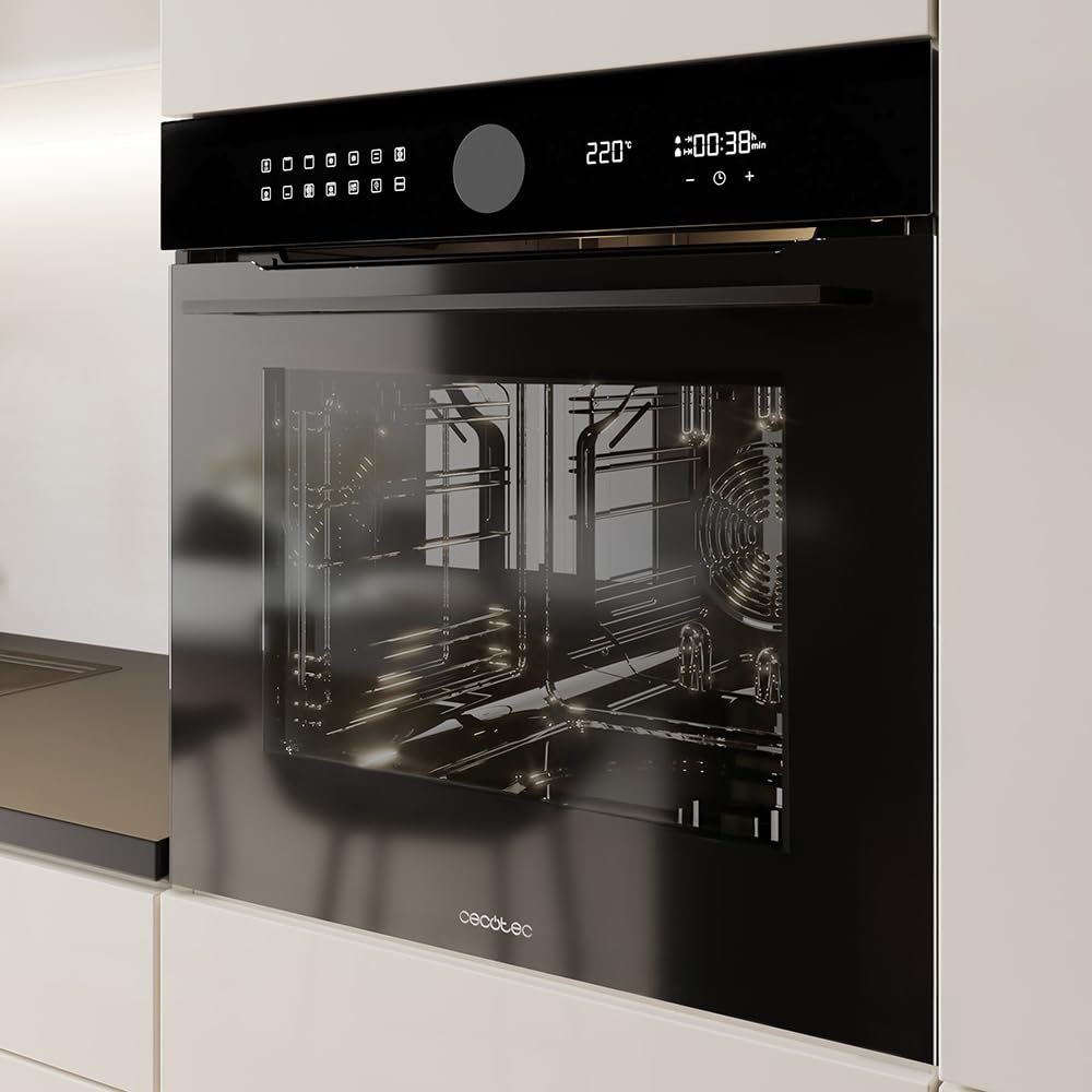 Cecotec Bolero Hexa P516000 Einbau-Backofen Pyrolyse 73L 3250W 14 Funktionen Dual Display Schwarz