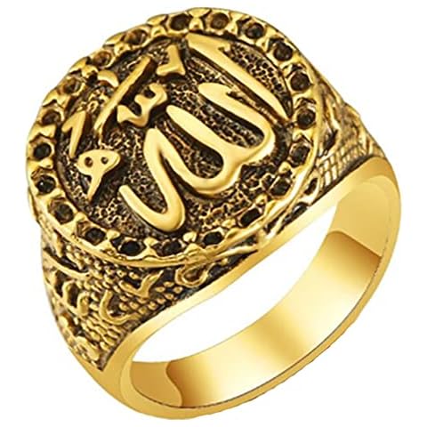 AccessCube Islam Muslim Allah God Islamic Ring Stainless Steel Muslim Totem Antique Ring (Gold, 9) Cover
