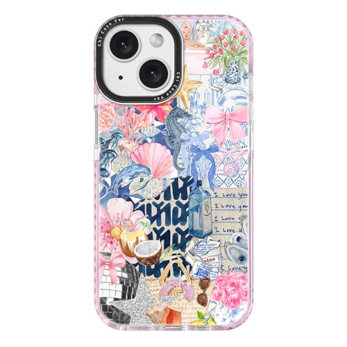 ChiCaseVer for iPhone 15 Case, Romantic Coastal Collage Y2K Seahorse Art Spring Design, Aesthetic TPU Compatible with MagSafe, Military-Grade Drop Protection & Camera Control for Women Girls Ocean by ChiCaseVer - Used condition - US$12.57