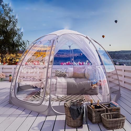 Tenda a bolle – Gazebo impermeabile trasparente istantaneo pop up con luce LED per 8-10 persone campeggio festa matrimonio 3,6 x 3,6 x 2,2 m