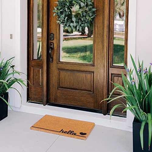 Theodore Magnus Natural Coir Doormat With Non-Slip Backing - 17 X 30 - Outdoor/Indoor - Hello Door Mat - Natural - Hello Love - Coir-1730-15-132 #TOP1