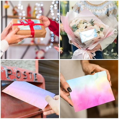 inodiref 160 Stück Briefpapier mit Umschlag Set 50 Briefpapier Mädchen 50 Briefumschläge Buntes Briefpapier Liniert Briefpapier Set mit 60 Sticker für Liebesbriefe Briefe Einladungen Grußkarten