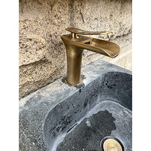 Grifo de baño negro retro monomando para lavabo de tocador 2