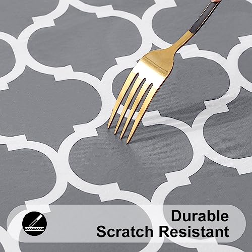 Smiry Rectangle Tablecloth, Waterproof Vinyl Tablecloths With Flannel Backing For Rectangle Tables, Wipeable Spillproof Plastic Tablecloth For Dining, Camping, Indoor And Outdoor (60" X 84", Grey) #TOP4