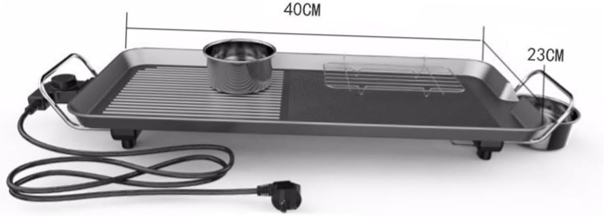 STOBAZA 1set Multi-function Electric Grill Plate Smokeless Household Bbq for Indoor Cooking Non-stick Design Us for Grilling Meat and Vegetables