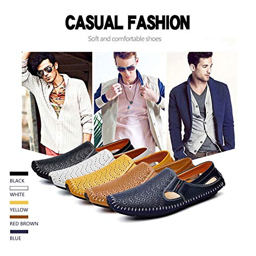 Noblespirit Men's Driving Shoes Leather Fashion Slipper Casual Slip On Loafers Shoes In Summer Mens Mules Shoes Breathable Diameter-Zinroy Slip-On Loafers Black Nslfs8503-Bl46 #TOP1