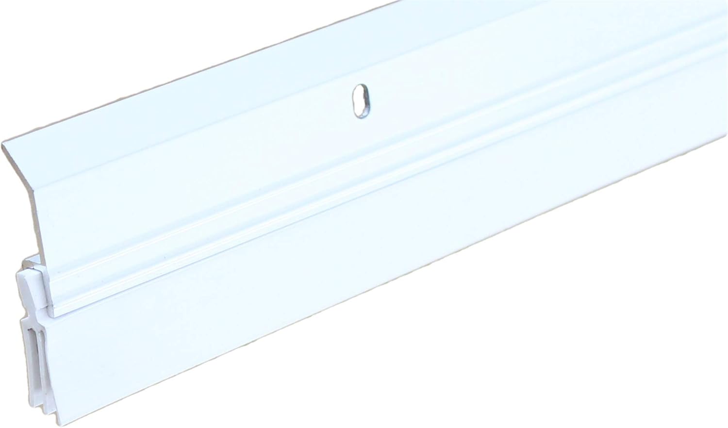 White Heavy Duty Triple Seal Door Sweep - 4 Feet Long, Made In USA, Blocks Drafts, Dust & Insects, With Slotted Mounting Holes