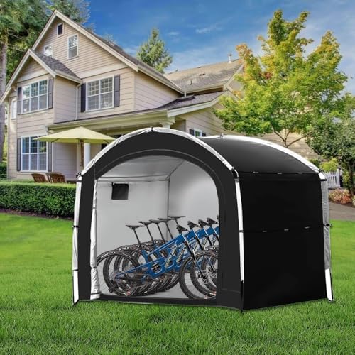 Bike Storage Shed Tent, Outdoor Portable Bicycle Storage Sheds mit 210D Oxford Fabric PU4000 Waterproof für 2/3/4/6/8 Bikes, Bike Covers Shelter für Motorrad, Gartengeräte, Spielzeug, Rasen groß