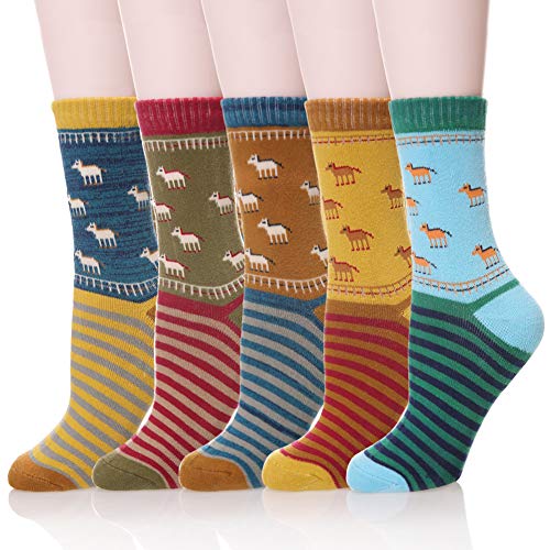 SDBING Womens Soft Thick Warm Cotton Crew Dress Winter Cold Weather Socks (Multi-color-01)