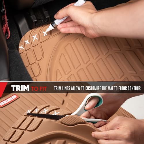 Motor Trend PRO920 Premium FlexTough™ Deep Dish Complementary Rubber Rear Floor Mats Liners, All Weather Protection, Designed for Trucks Cars Sedan SUV