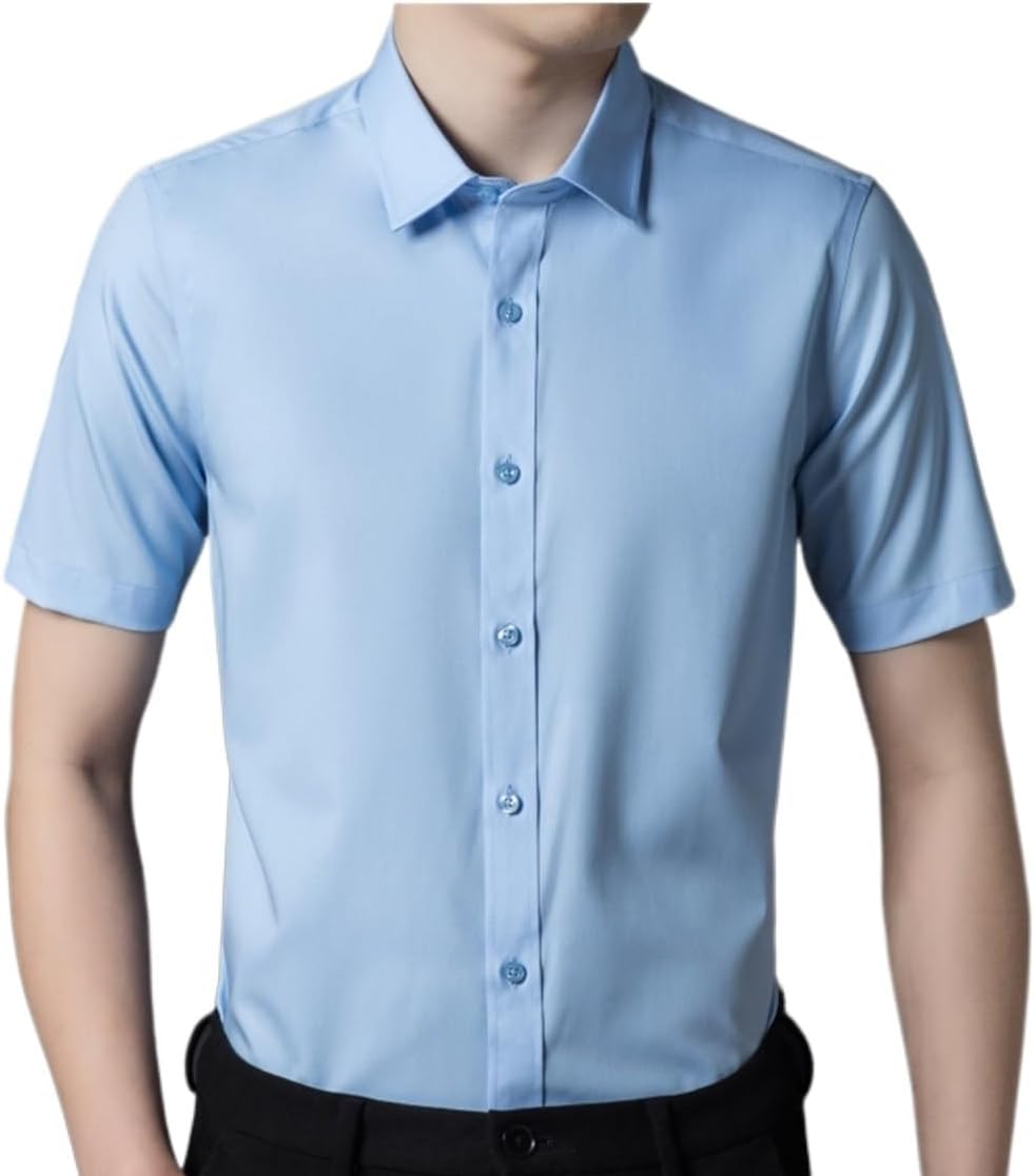 Men's Short Sleeve Shirt Fiber Short Sleeve Shirt Men's Seamless Stretch Professional Shirt