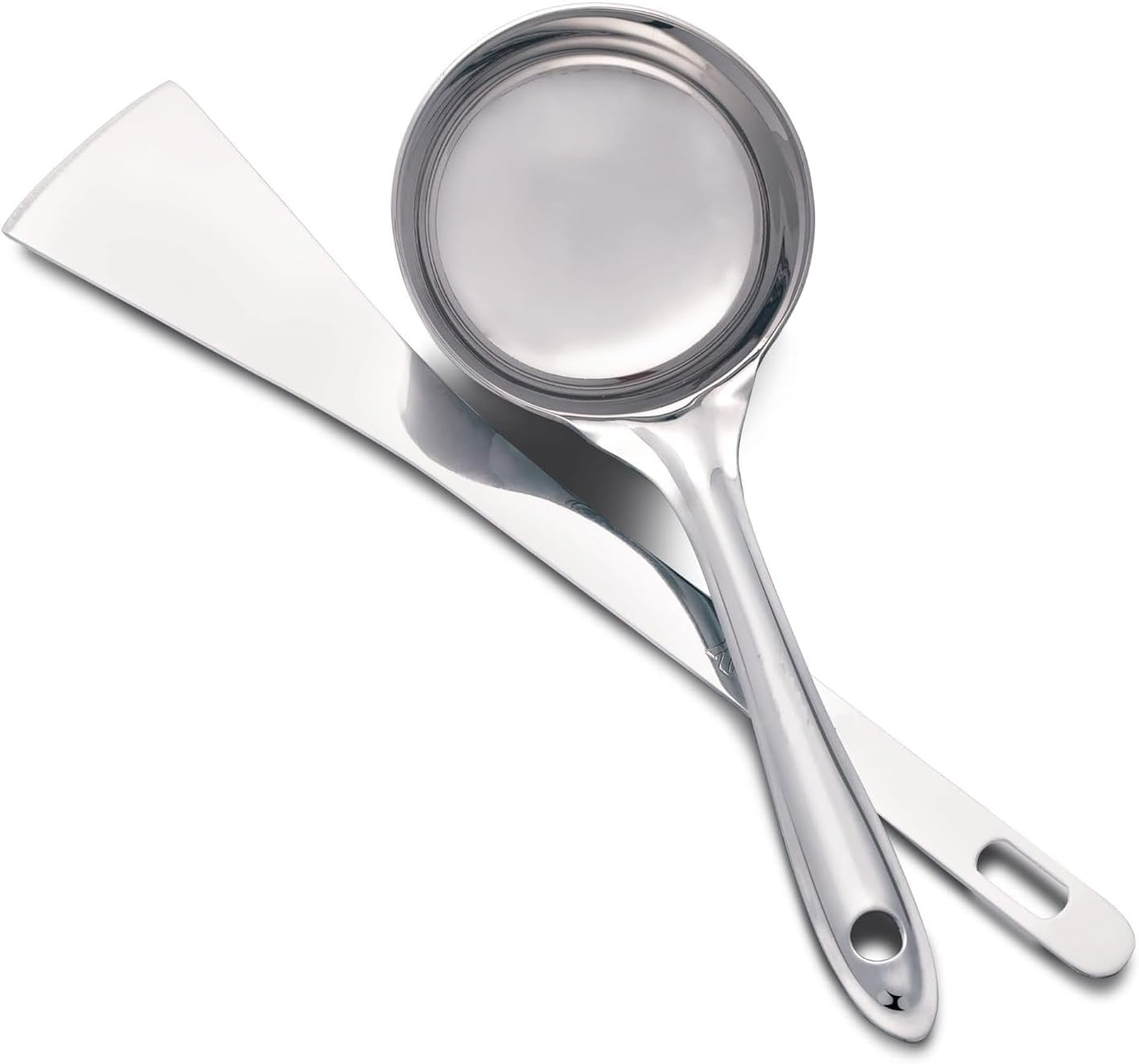 Dynore Stainless Steel Dosa Spatula and Dossa Ladle with Flat Base|Dosa Making Spoon and Dosa Turner|Dosa Maker Tool - Set of 2