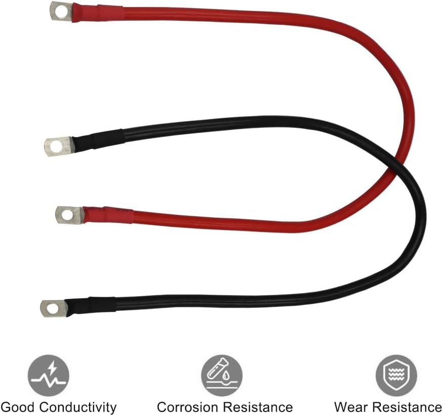 50cm/19.68in Battery Cables, Batteries Cable Connection Wire, 10AWG (6-6) Battery Power Inverter Cables with Terminals, for Truck Solar Marine Boat RV Car Motorcycle Lawn Mower (2Pcs)