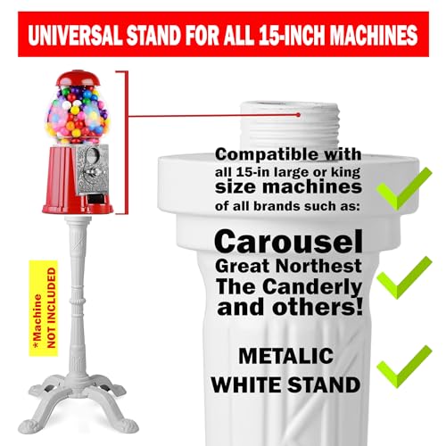 Image of Carousel Gumball Machine Stand - for King Large Classic 15 inch Candy Machines. | Compatible with Candery, King Carousel, Great Northern & most 15-inch Vintage candy machine - Replacement Part - Color White